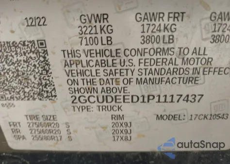 2023 Chevrolet Silverado 4Wd Short Bed Rst from USA, damaged, VIN 2GCUDEED1P1117437